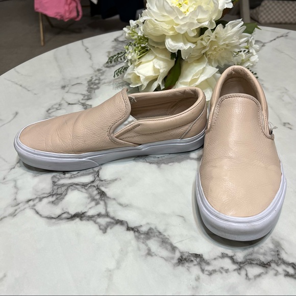 Vans Pink Leather Slip Ons - Picture 5 of 8